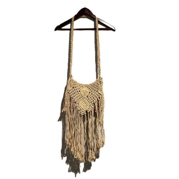 Handmade Macrame Fringe Shoulder Bag Purse